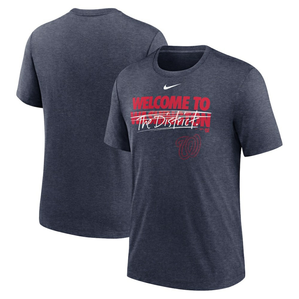 Washington Nationals Home Spin Tri-Blend T-Shirt - Heather Navy | Nike