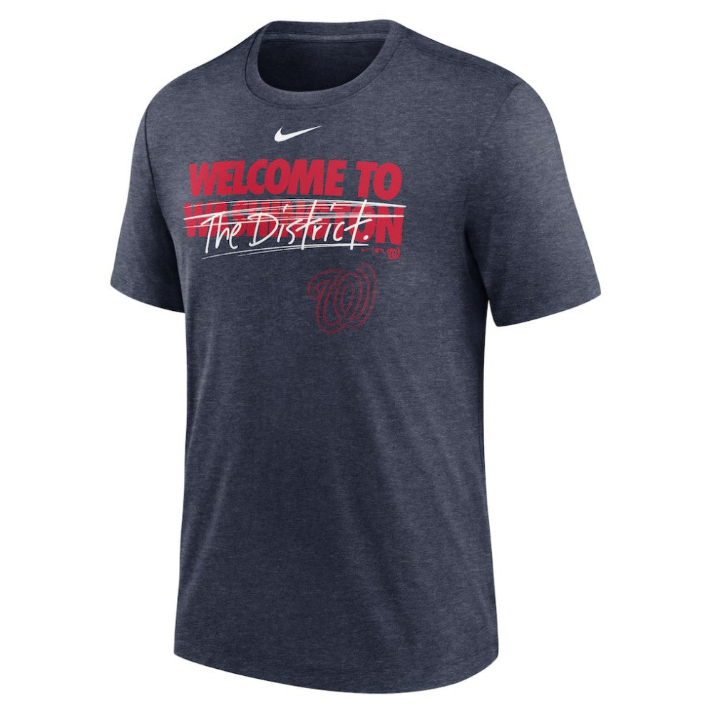 Washington Nationals Home Spin Tri-Blend T-Shirt - Heather Navy | Nike