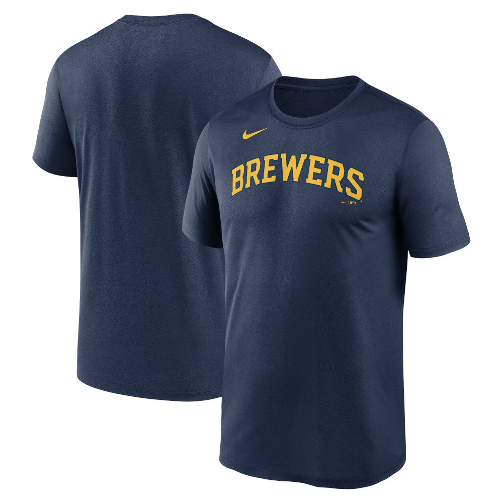 Milwaukee Brewers New Legend Wordmark Dri-FIT T-Shirt - Navy | Nike