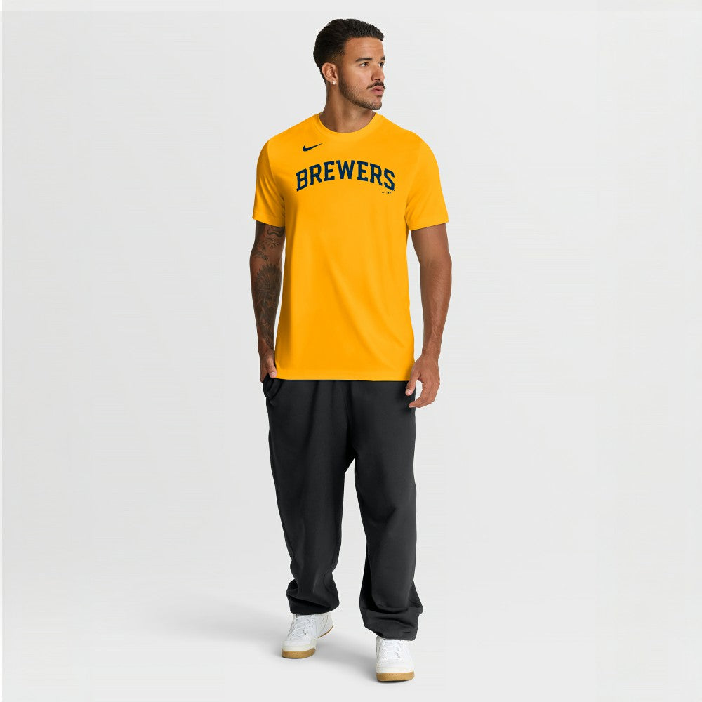 Milwaukee Brewers New Legend Wordmark Dri-FIT T-Shirt - Gold | Nike