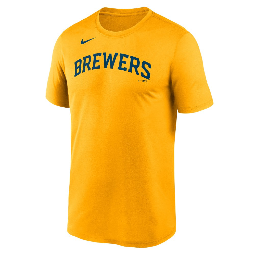 Milwaukee Brewers New Legend Wordmark Dri-FIT T-Shirt - Gold | Nike