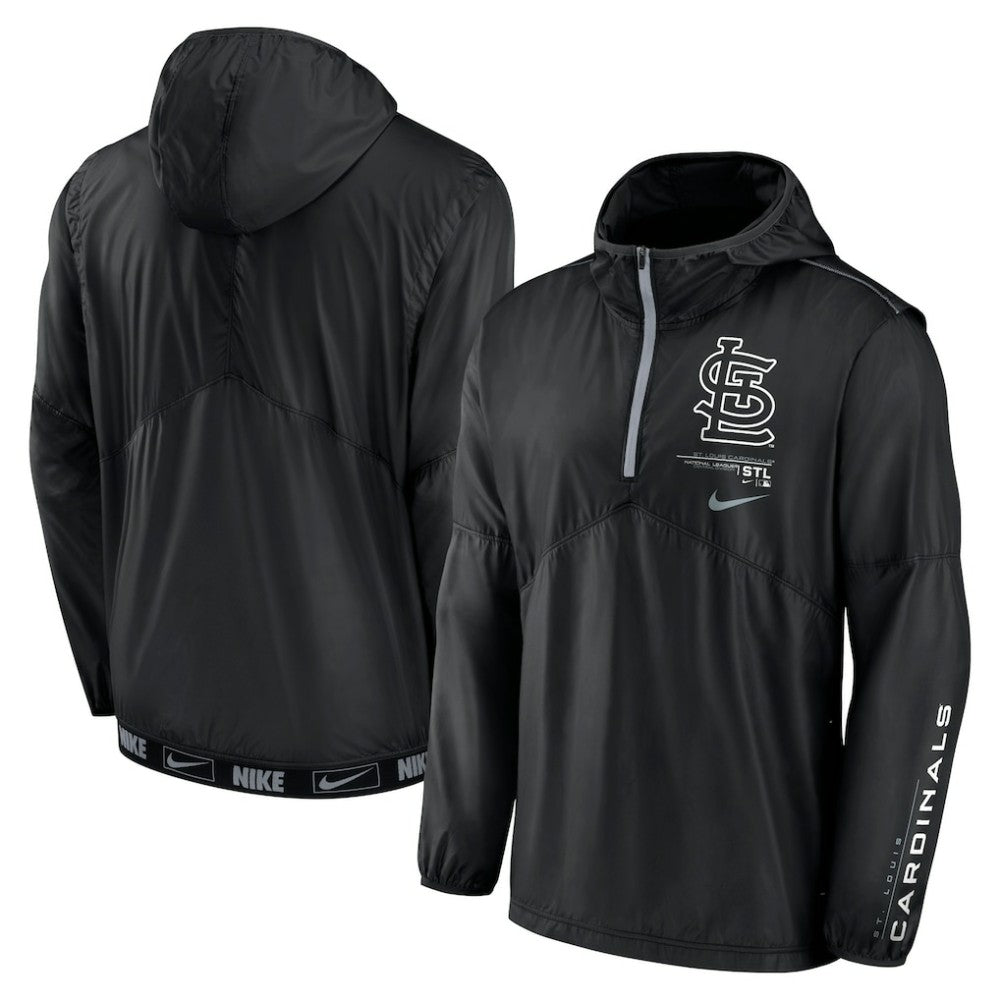 St. Louis Cardinals Authentic Night Game Performance Half-Zip Windbreaker - Black | Nike
