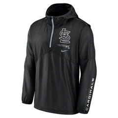 St. Louis Cardinals Authentic Night Game Performance Half-Zip Windbreaker - Black | Nike