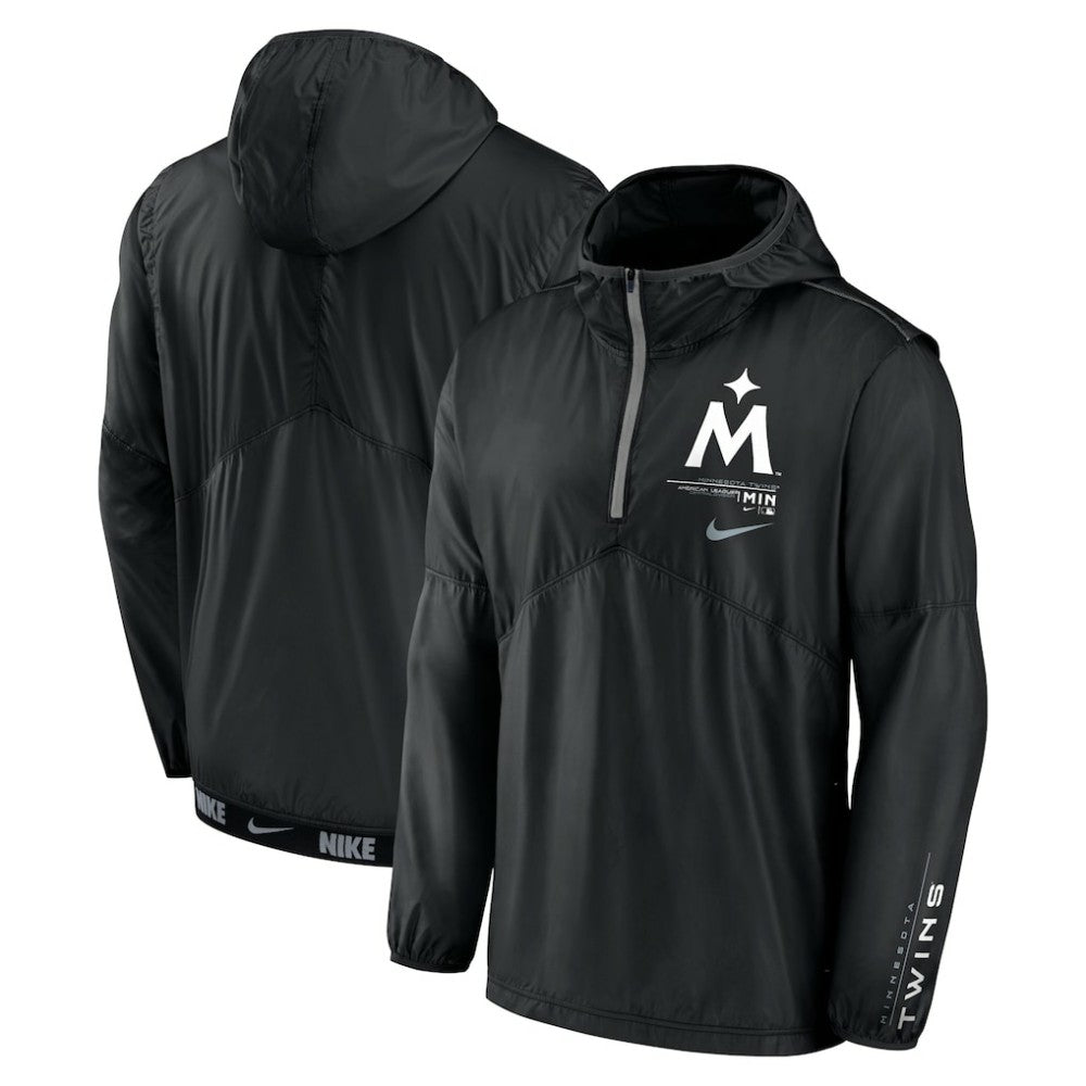 Minnesota Twins Authentic Night Game Performance Half-Zip Windbreaker - Black | Nike
