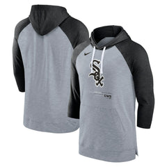 Chicago White Sox Baseball Raglan 3/4-Sleeve Pullover Hoodie - Heather Gray/Heather Black | Nike