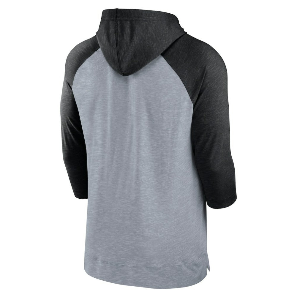 Chicago White Sox Baseball Raglan 3/4-Sleeve Pullover Hoodie - Heather Gray/Heather Black | Nike