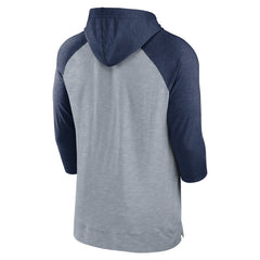 Los Angeles Angels Baseball Raglan 3/4-Sleeve Pullover Hoodie - Heather Gray/Heather Navy | Nike