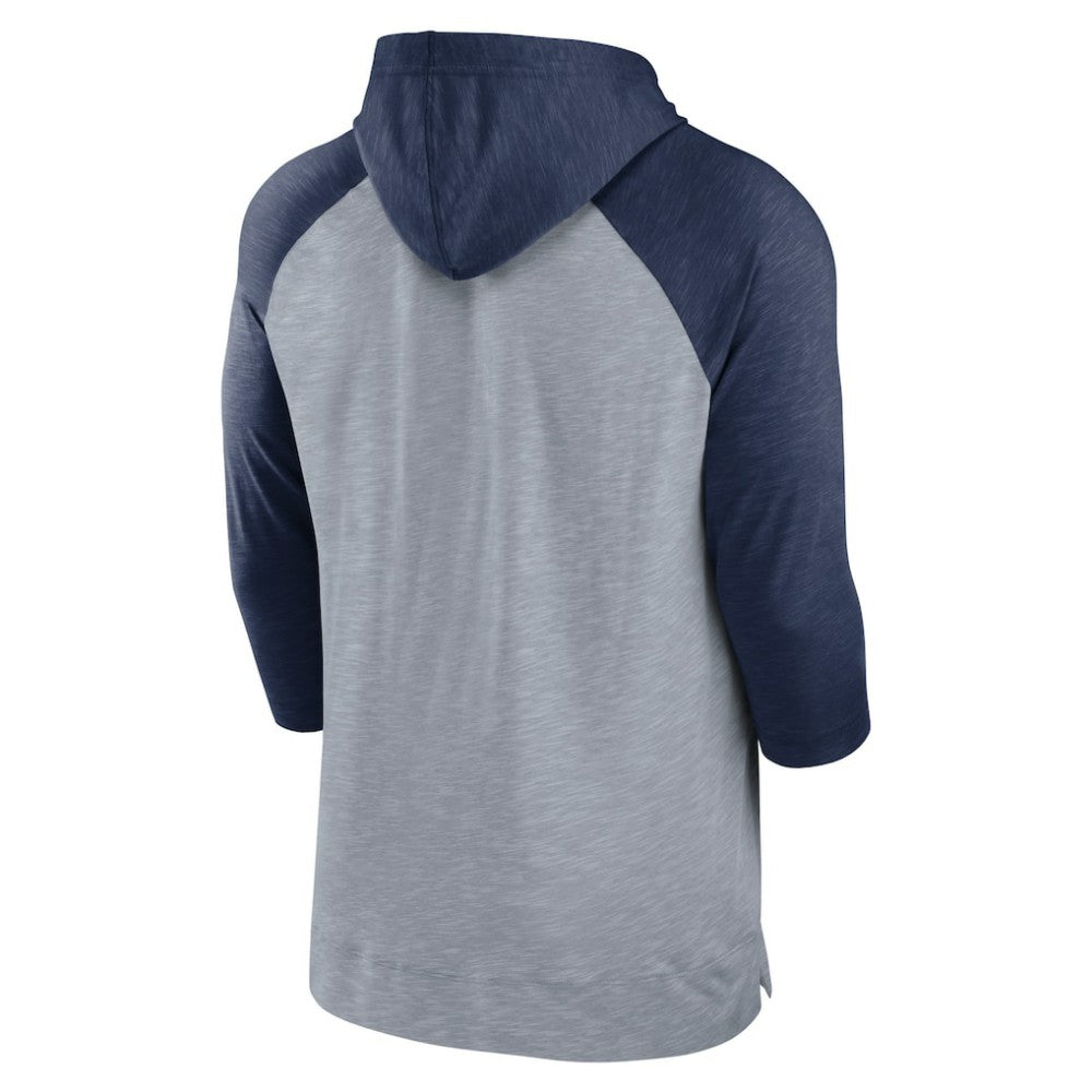 Washington Nationals Baseball Raglan 3/4-Sleeve Pullover Hoodie - Heather Gray/Heather Navy | Nike