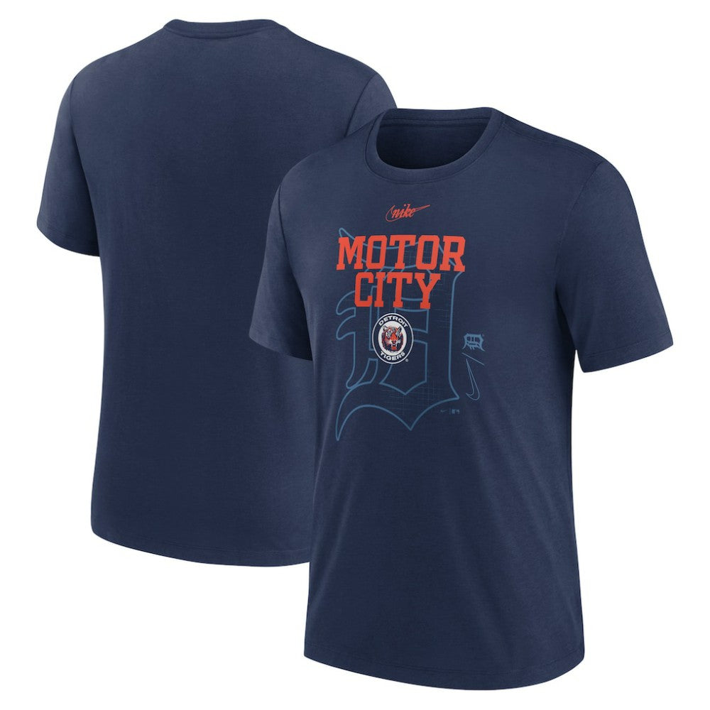Detroit Tigers Rewind Retro Tri-Blend T-Shirt - Navy | Nike