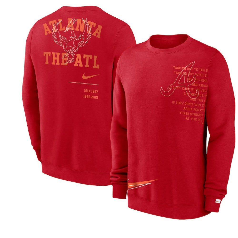 Atlanta Braves Statement Ball Game Fleece Pullover Sweatshirt - Red | Nike