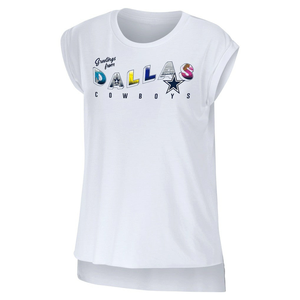 Dallas Cowboys WEAR by Erin Andrews Women's Greetings From Muscle T-Shirt - White online