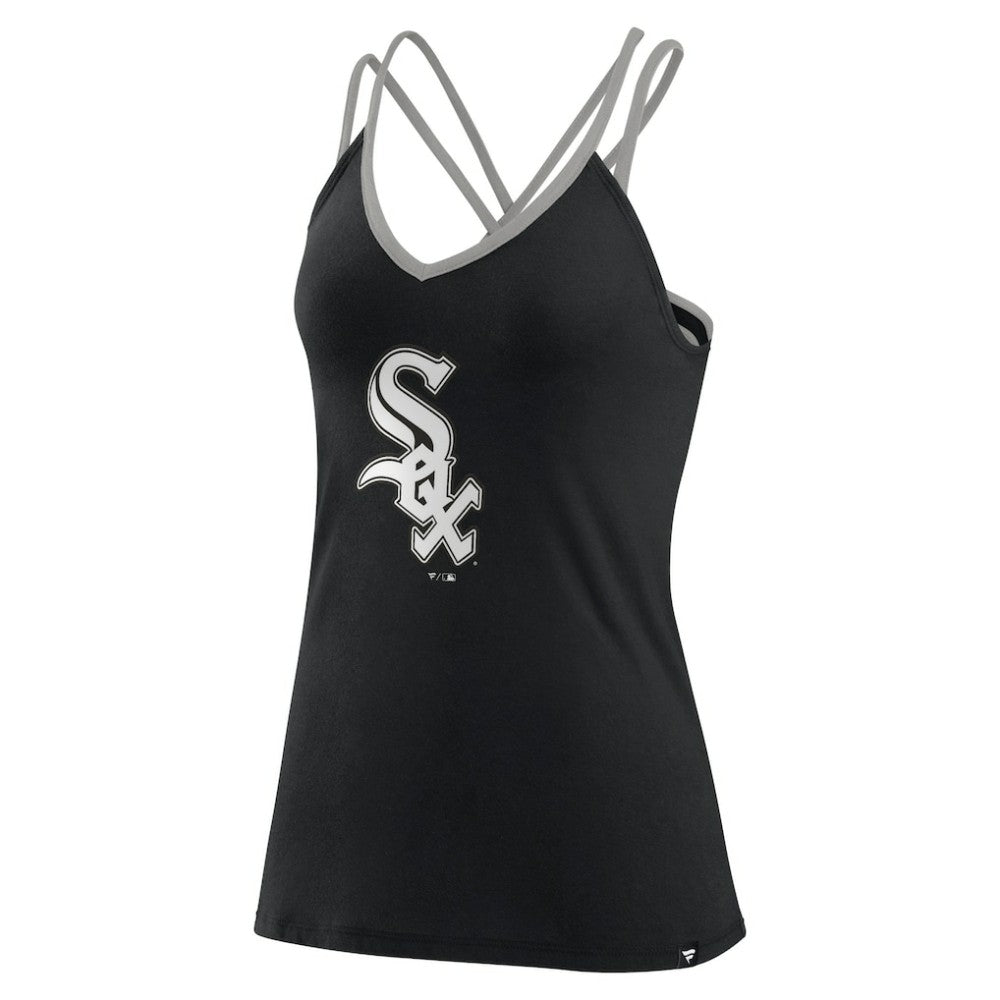 Chicago White Sox Women's Barrel It Up Cross Back V-Neck Tank Top - Black