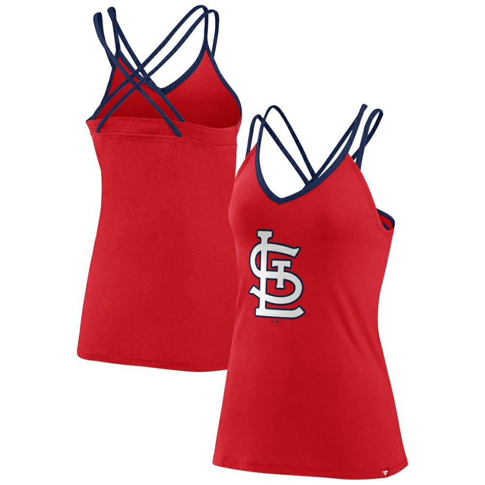 St. Louis Cardinals Women's Barrel It Up Cross Back V-Neck Tank Top - Red