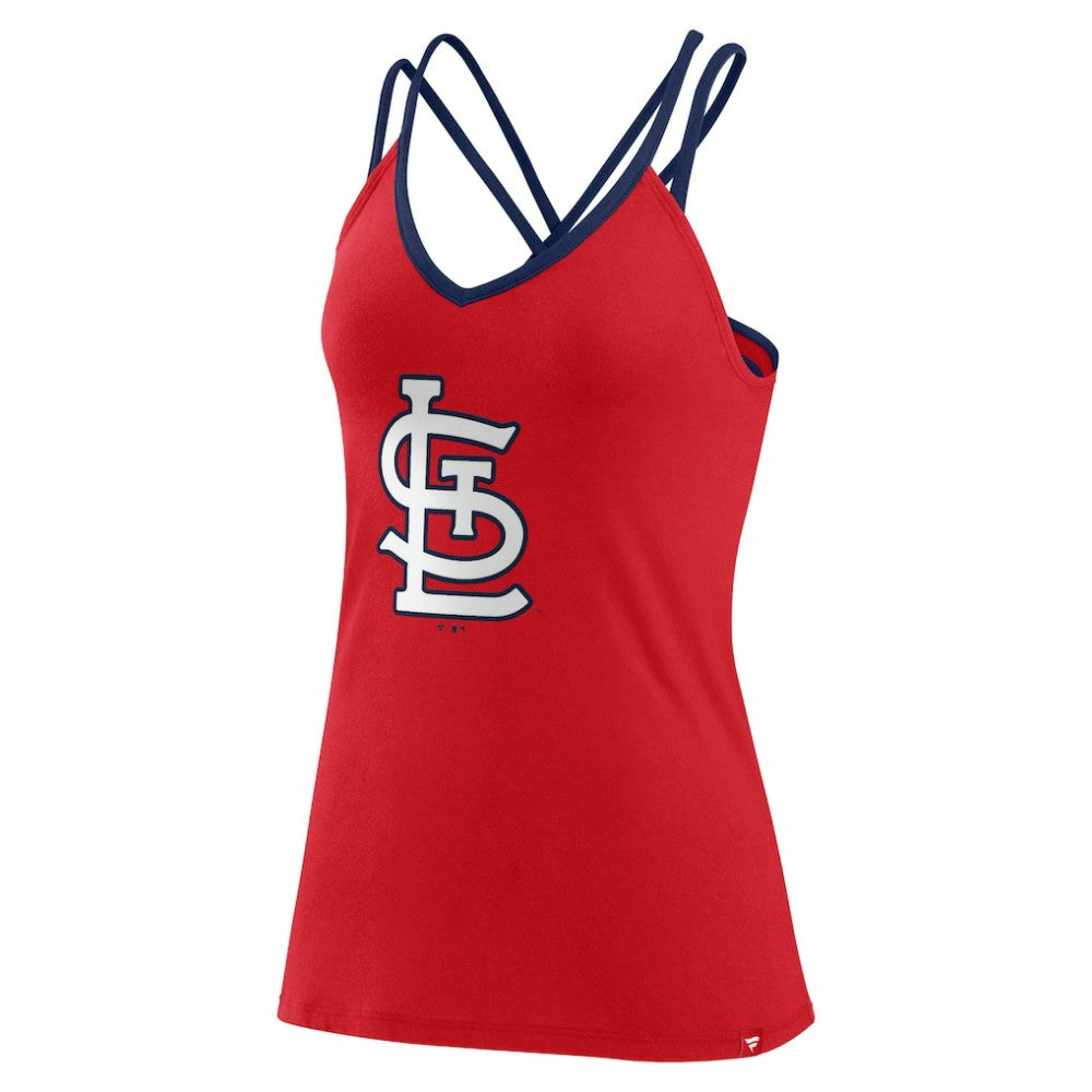 St. Louis Cardinals Women's Barrel It Up Cross Back V-Neck Tank Top - Red