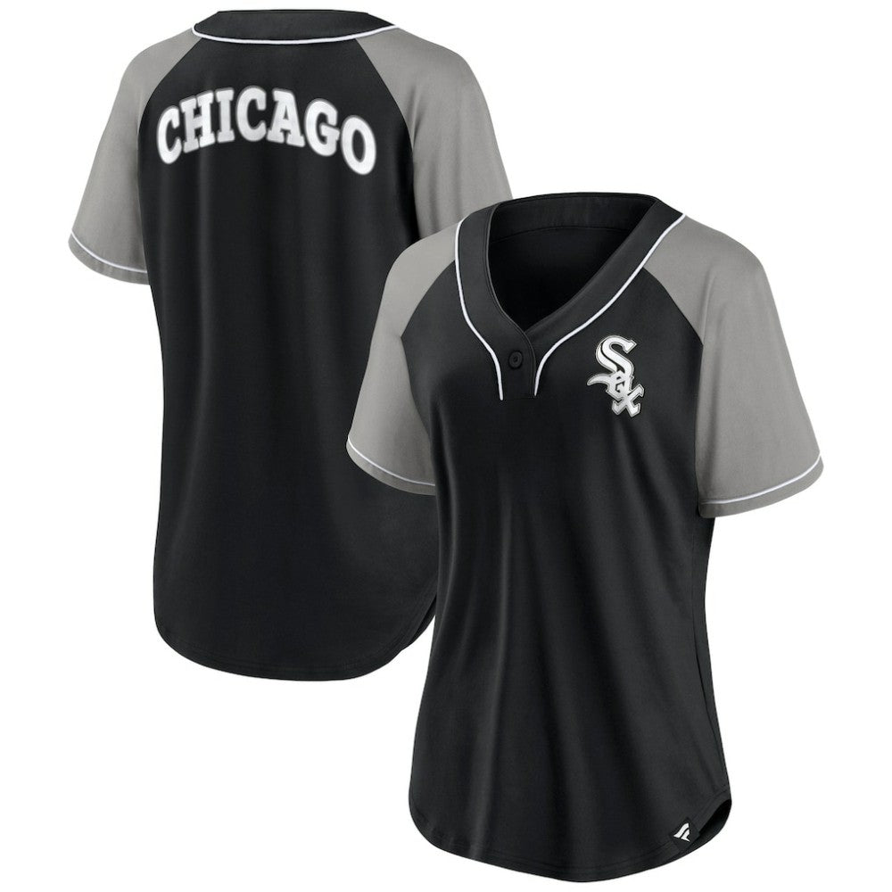 Chicago White Sox Women's Ultimate Style Raglan V-Neck T-Shirt - Black