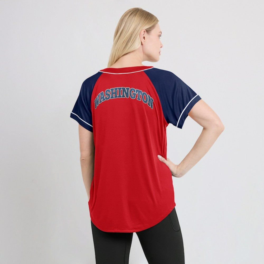 Washington Nationals Women's Ultimate Style Raglan V-Neck T-Shirt - Red