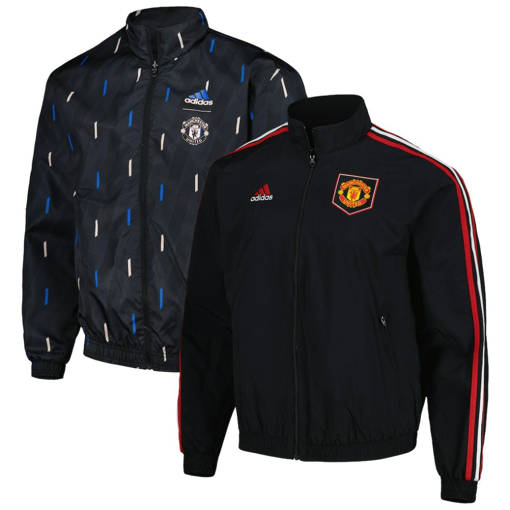 Manchester United 2022/23 On-Field Team Logo Anthem Reversible Full-Zip Jacket - Black | Adidas shop