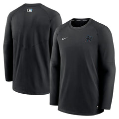 Miami Marlins Authentic Collection Logo Performance Long Sleeve T-Shirt - Black | Nike