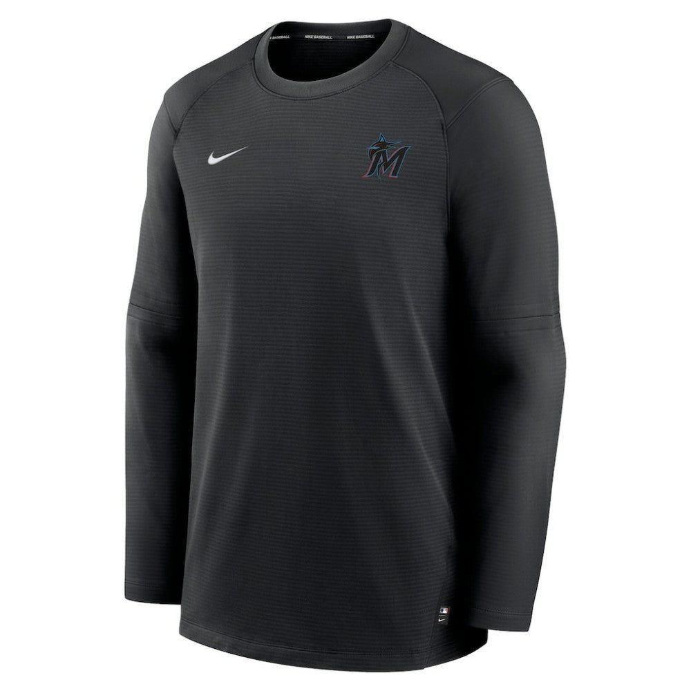 Miami Marlins Authentic Collection Logo Performance Long Sleeve T-Shirt - Black | Nike
