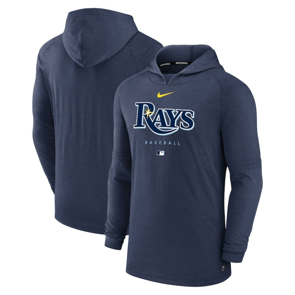 Tampa Bay Rays Authentic Collection Lightweight Dri-FIT Hooded Pullover - Heather Navy | Nike