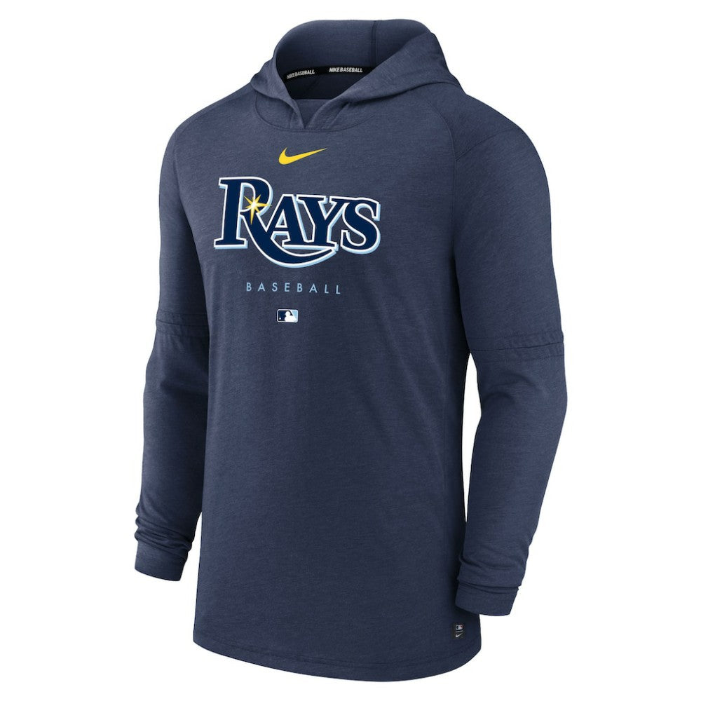 Tampa Bay Rays Authentic Collection Lightweight Dri-FIT Hooded Pullover - Heather Navy | Nike