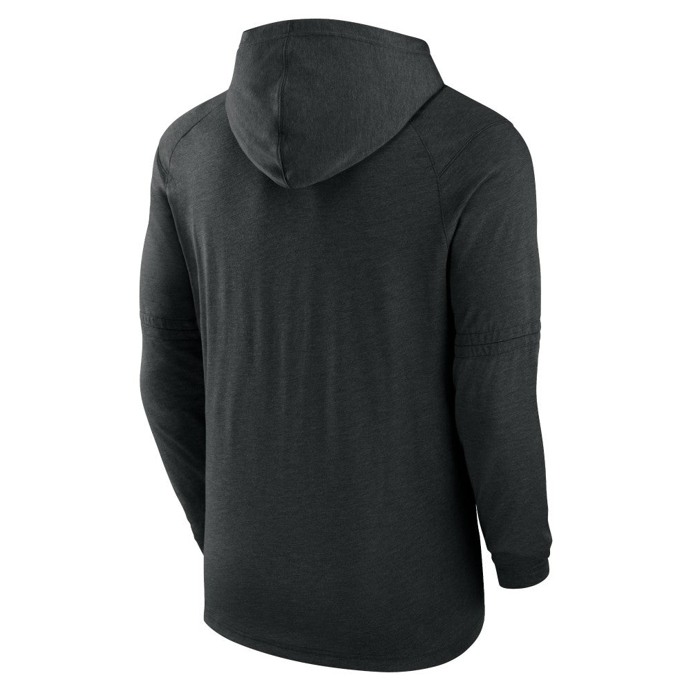 Miami Marlins Authentic Collection Lightweight Dri-FIT Hooded Pullover - Heather Black | Nike