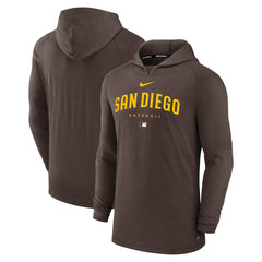 San Diego Padres Authentic Collection Lightweight Dri-FIT Hooded Pullover - Brown | Nike