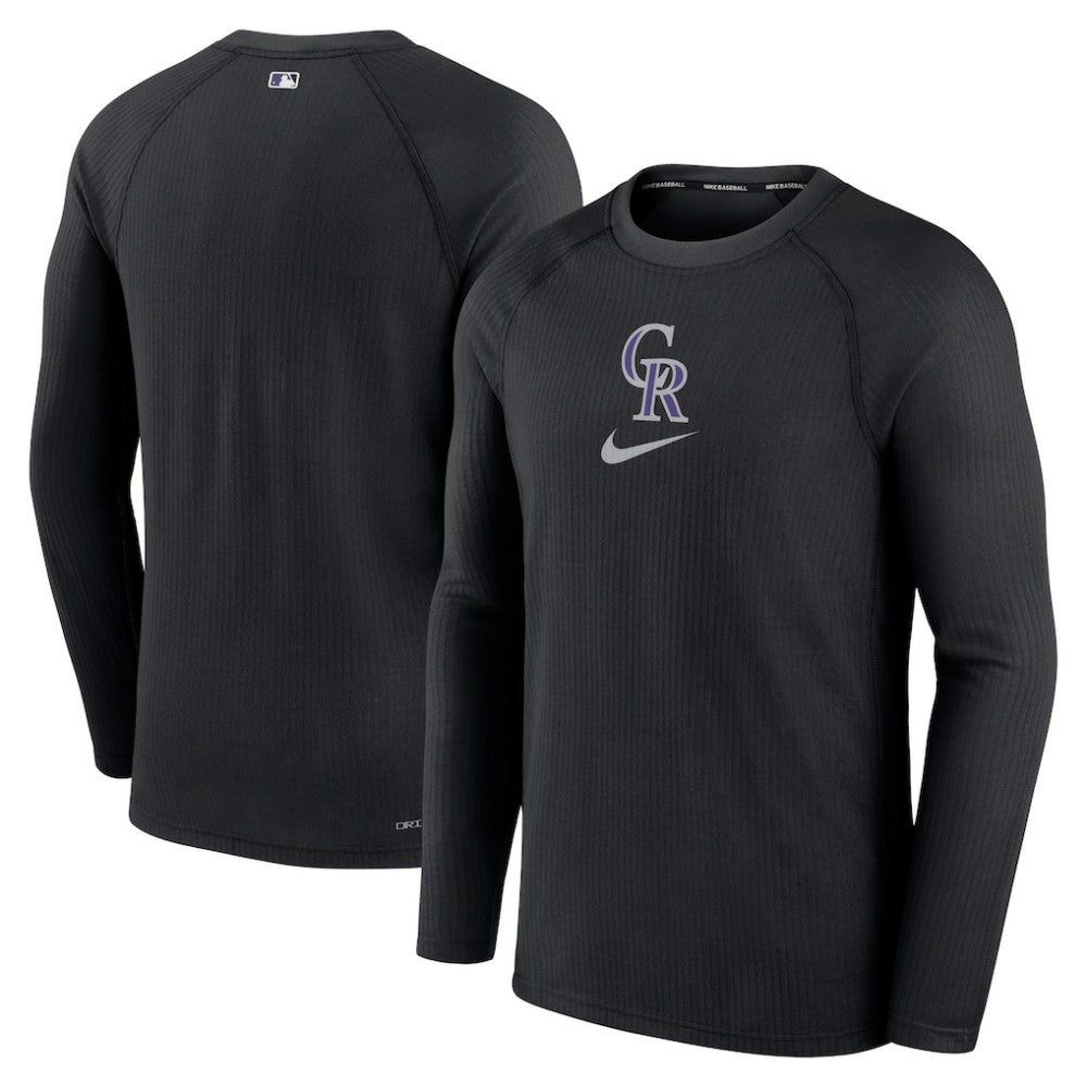 Colorado Rockies Authentic Collection Game Raglan Performance Long Sleeve T-Shirt - Black | Nike