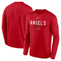 Los Angeles Angels Authentic Collection Team Logo Legend Performance Long Sleeve T-Shirt - Red | Nike