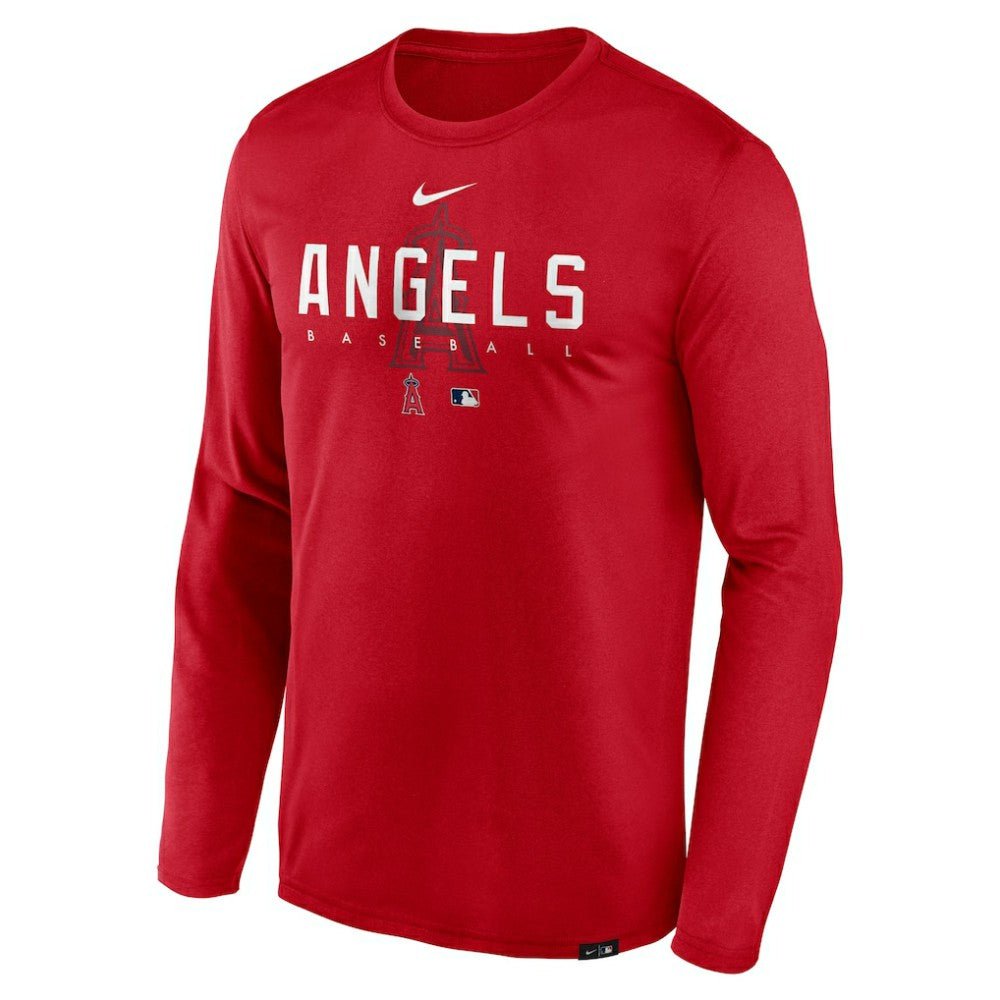 Los Angeles Angels Authentic Collection Team Logo Legend Performance Long Sleeve T-Shirt - Red | Nike