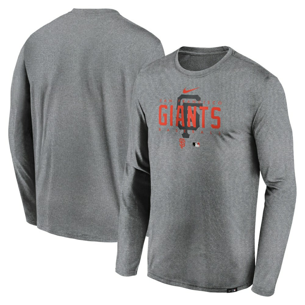 San Francisco Giants Authentic Collection Team Logo Legend Performance Long Sleeve T-Shirt - Heather Gray | Nike