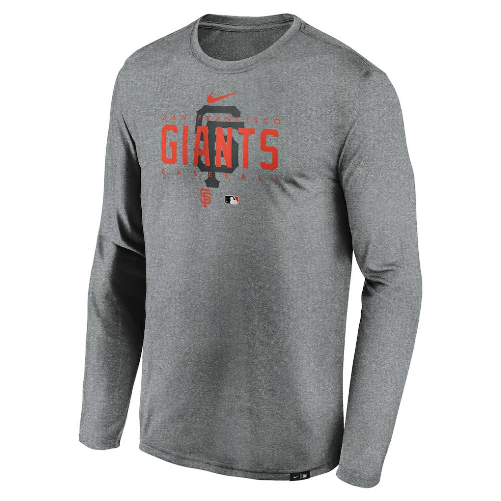 San Francisco Giants Authentic Collection Team Logo Legend Performance Long Sleeve T-Shirt - Heather Gray | Nike