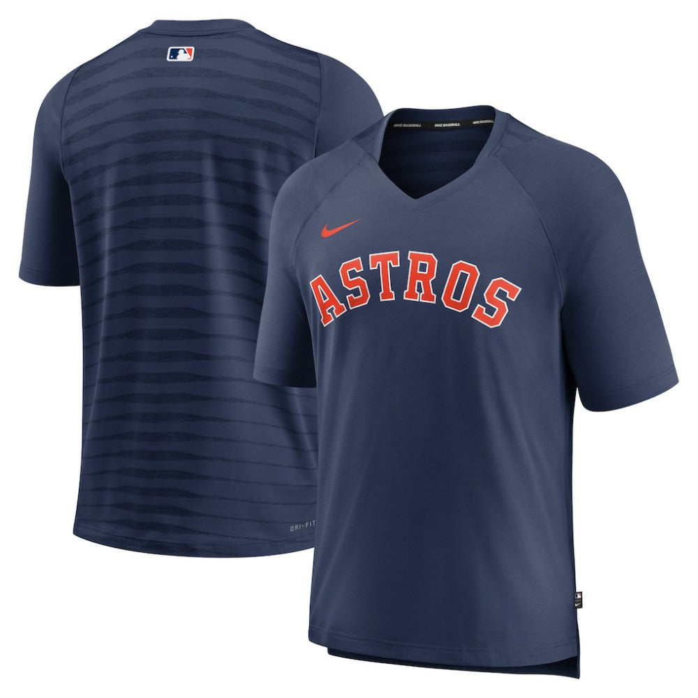 Houston Astros Authentic Collection Pregame Raglan Performance V-Neck T-Shirt - Navy | Nike