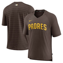 San Diego Padres Authentic Collection Pregame Raglan Performance V-Neck T-Shirt - Brown | Nike