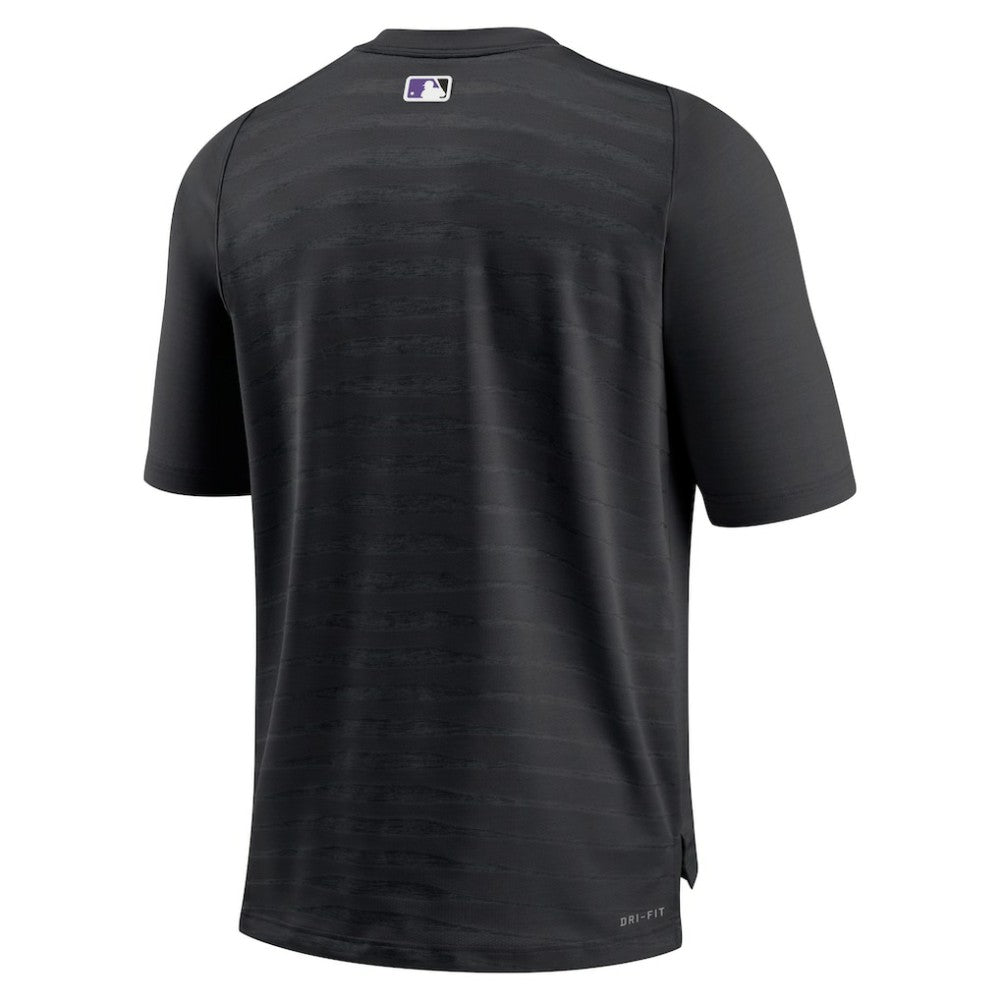 Colorado Rockies Authentic Collection Pregame Raglan Performance V-Neck T-Shirt - Black | Nike