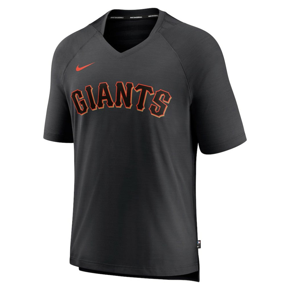 San Francisco Giants Authentic Collection Pregame Raglan Performance V-Neck T-Shirt - Black | Nike