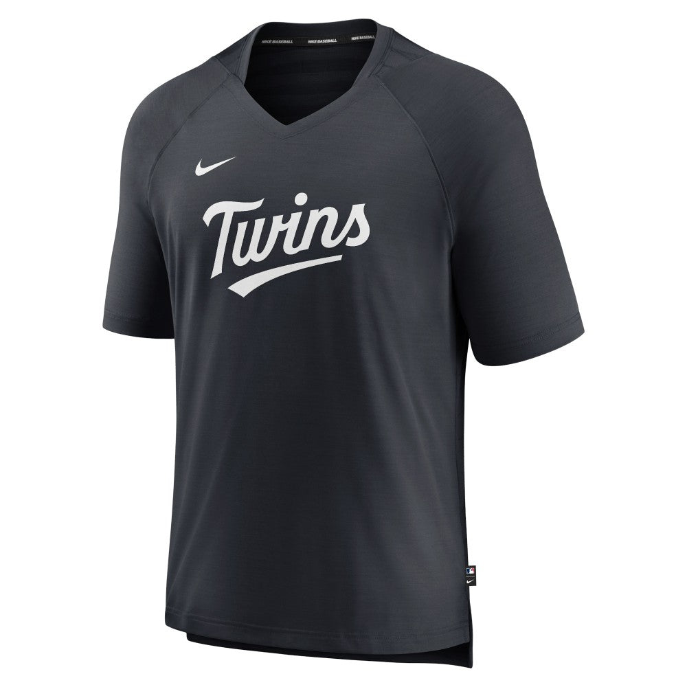 Minnesota Twins Authentic Collection Pregame Raglan Performance V-Neck T-Shirt - Navy | Nike