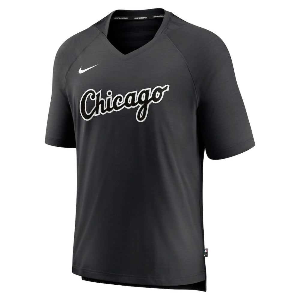 Chicago White Sox Authentic Collection Pregame Raglan Performance V-Neck T-Shirt - Black | Nike