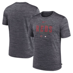 Cincinnati Reds Authentic Collection Velocity Performance Practice T-Shirt - Heather Charcoal | Nike