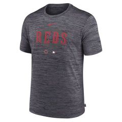 Cincinnati Reds Authentic Collection Velocity Performance Practice T-Shirt - Heather Charcoal | Nike