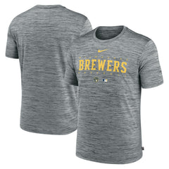Milwaukee Brewers Authentic Collection Velocity Performance Practice T-Shirt - Heather Gray | Nike