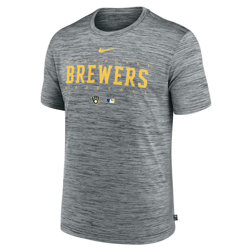 Milwaukee Brewers Authentic Collection Velocity Performance Practice T-Shirt - Heather Gray | Nike