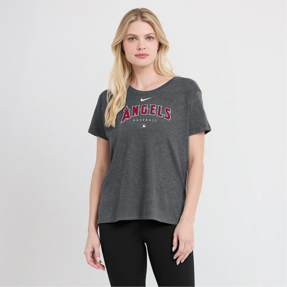 Los Angeles Angels Women's Authentic Collection Early Work Tri-Blend T-Shirt - Heather Charcoal | Nike