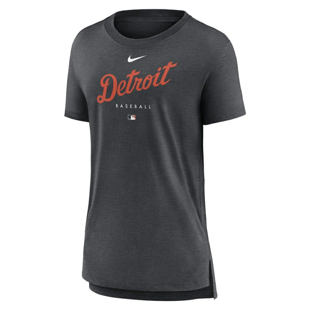 Detroit Tigers Women's Authentic Collection Early Work Tri-Blend T-Shirt - Heather Charcoal | Nike