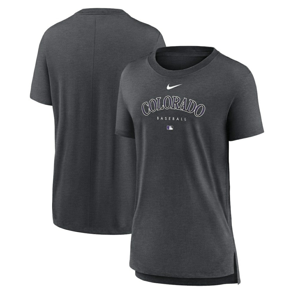 Colorado Rockies Women's Authentic Collection Early Work Tri-Blend T-Shirt - Heather Charcoal | Nike