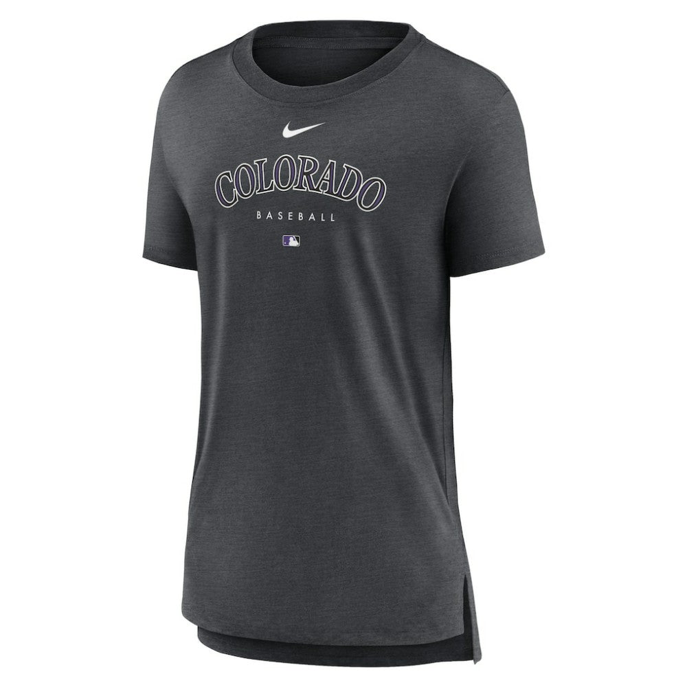 Colorado Rockies Women's Authentic Collection Early Work Tri-Blend T-Shirt - Heather Charcoal | Nike