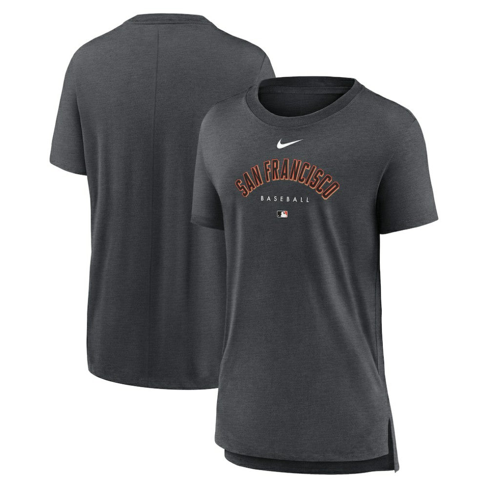 San Francisco Giants Women's Authentic Collection Early Work Tri-Blend T-Shirt - Heather Charcoal | Nike
