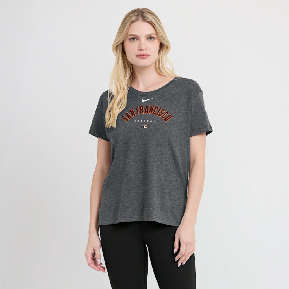 San Francisco Giants Women's Authentic Collection Early Work Tri-Blend T-Shirt - Heather Charcoal | Nike