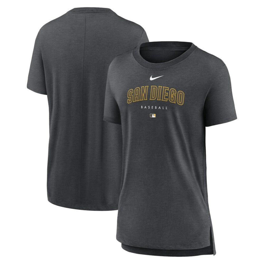 San Diego Padres Women's Authentic Collection Early Work Tri-Blend T-Shirt - Heather Charcoal | Nike
