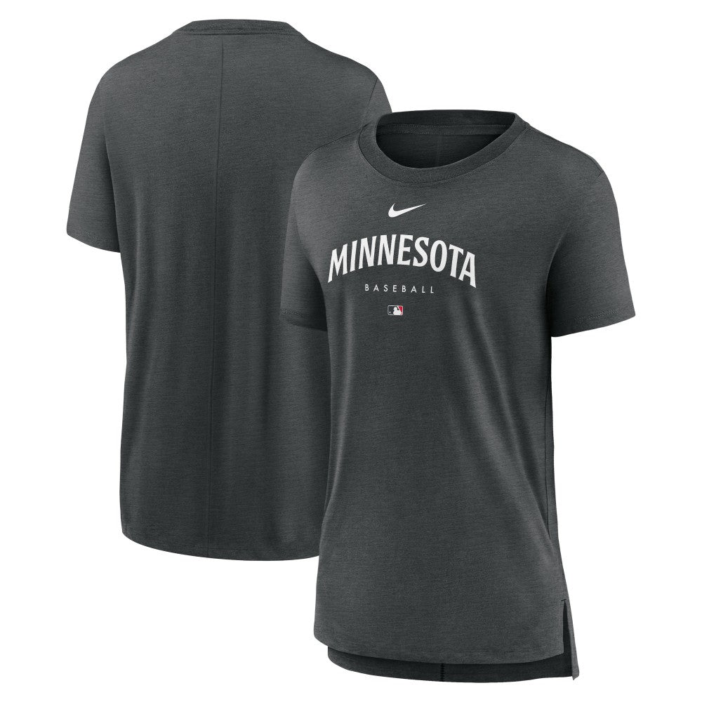 Minnesota Twins Women's Authentic Collection Early Work Tri-Blend T-Shirt - Heather Charcoal | Nike